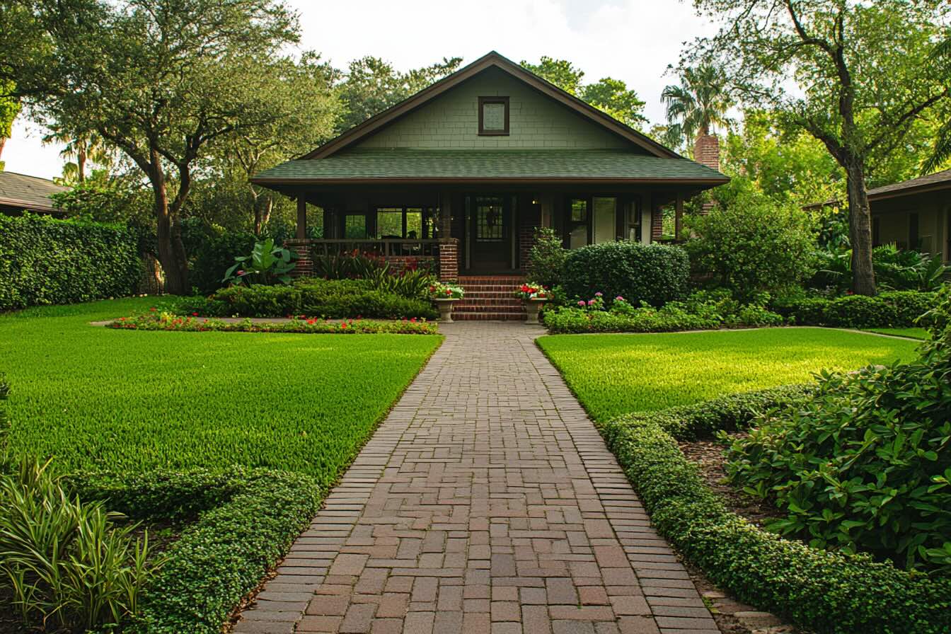 Lawn in front of house